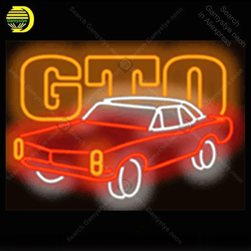 GT  Neon Light Sign Car Real Glass Tube Handcraft Neon Bulbs Sign Recreation Room Garage Wall Neon Sign Neon Decoration 17x14