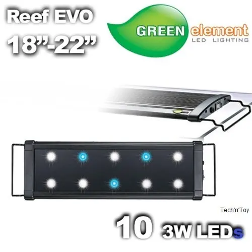 

Green Element EVO 18"-22" LED Aquarium Light Fixture - Reef Capable 10x3W