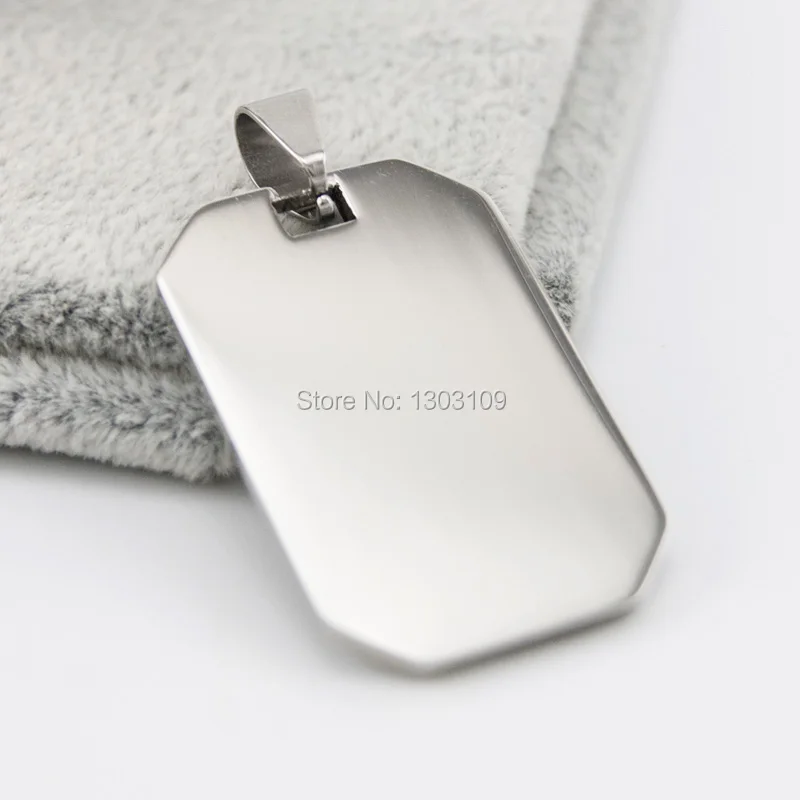 10pcs DIY  Jewelry Rectangle Square Dog Tags Pendant burnish Mirror polished Stainless steel Necklace Pendants for men wholesale