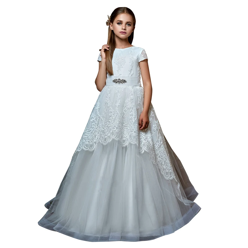 

fancy little girls white long dresses fantasia infantil para menina vestido menina princess first communion dresses for girls