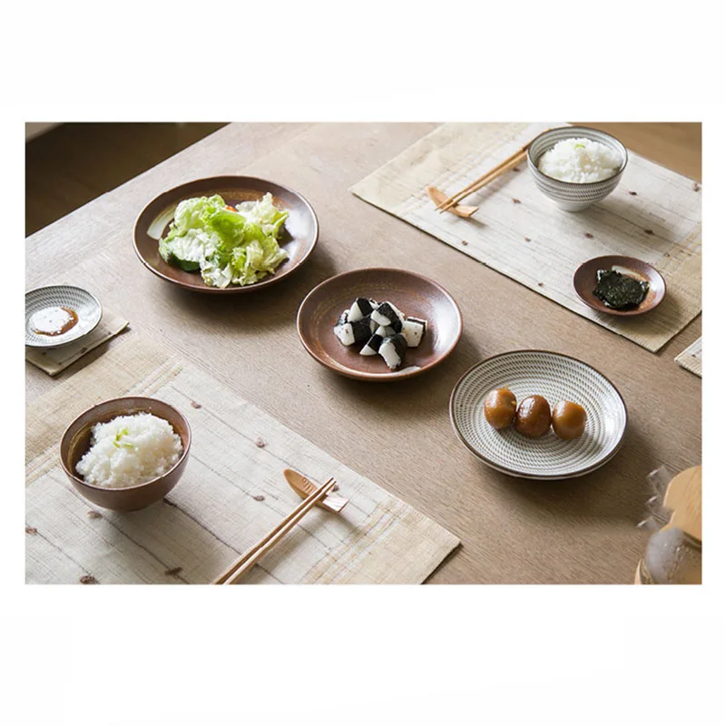 7pcs/set Japan style Promotion ceramic procelain dinner set BLUE TABLEWARE SETS INCLUDE BOWL PLATE 7 pieces lovers dinner set