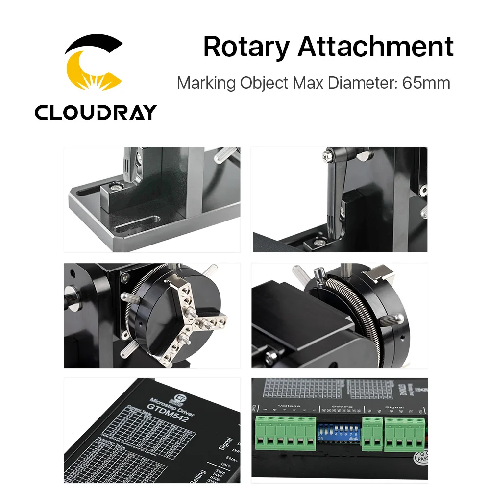 Cloudray-accesorio de grabado rotativo con mandriles, objeto de MHX-13-029B, diámetro máximo de 65mm, para máquina de marcado láser