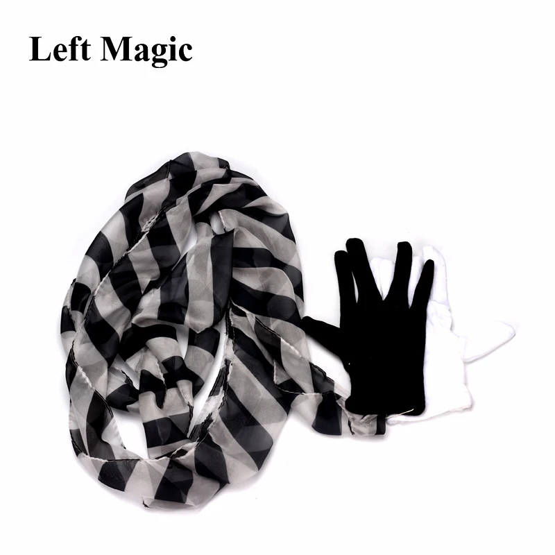 Glove To Zebra Streamer Silk Scarf Magic Tricks Professional Magician Street Stage Party Magia Props Magic Classic Toys