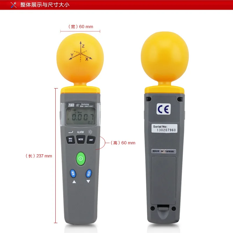 Detectores de Radiação Eletromagnética Portátil Digital Electrosmog Tester rf Detector Emf Medidor Freqüência 50 Mhz a 3.5 Ghz Tes-92