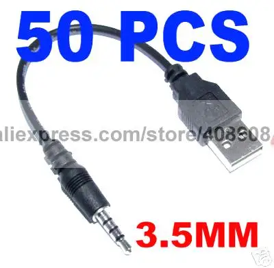 

100 шт. x 3,5 мм штекер-USB A кабель для MP3 MP4 плеера