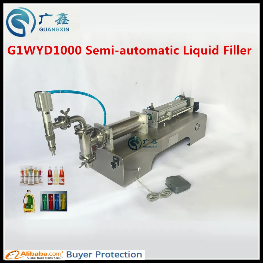 SUS304  single head pneumatic piston liquid  filling machine, shampoo,cosmetic,juice, G1WYD Semi-automatic liquid filler