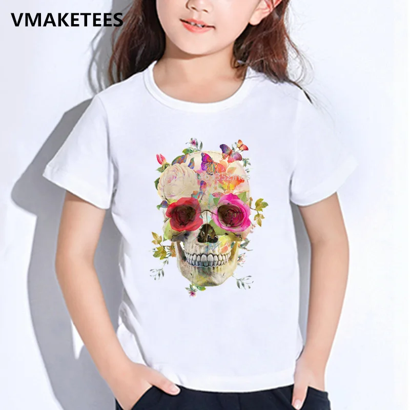 

Kids Summer Short Sleeve Girls & Boys T shirt Flower Sugar Skull Print Children's T-shirt Casual Funny Baby Clothes,HKP2147