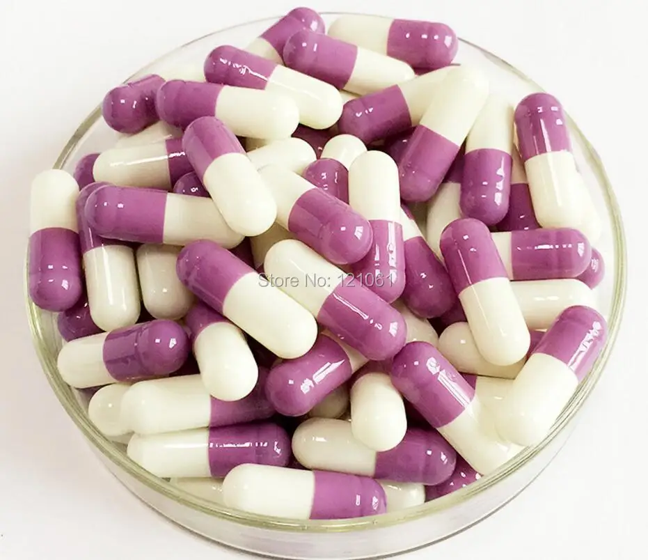 0# 10,000pcs!Purple-White  colored hard gelatin empty capsule size 0(,joined or seperated capsules size 0)