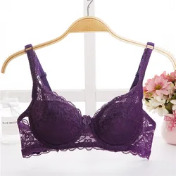 Soutien-gorge en dentelle pour femmes, lingerie sexy, à armatures, en coton doux, grande taille 32 34 36 38 40 BC