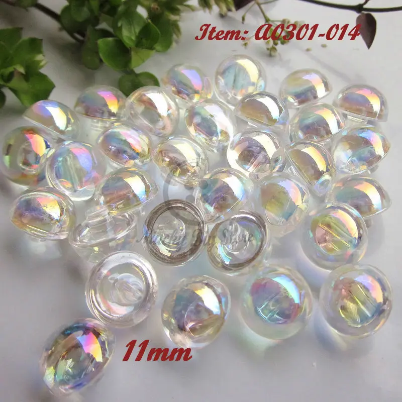 Acrylic buttons 60pcs 11mm / 10mm White Transparent AB Color Acrylic Mushroom Buttons Imitation Crystal Buttons