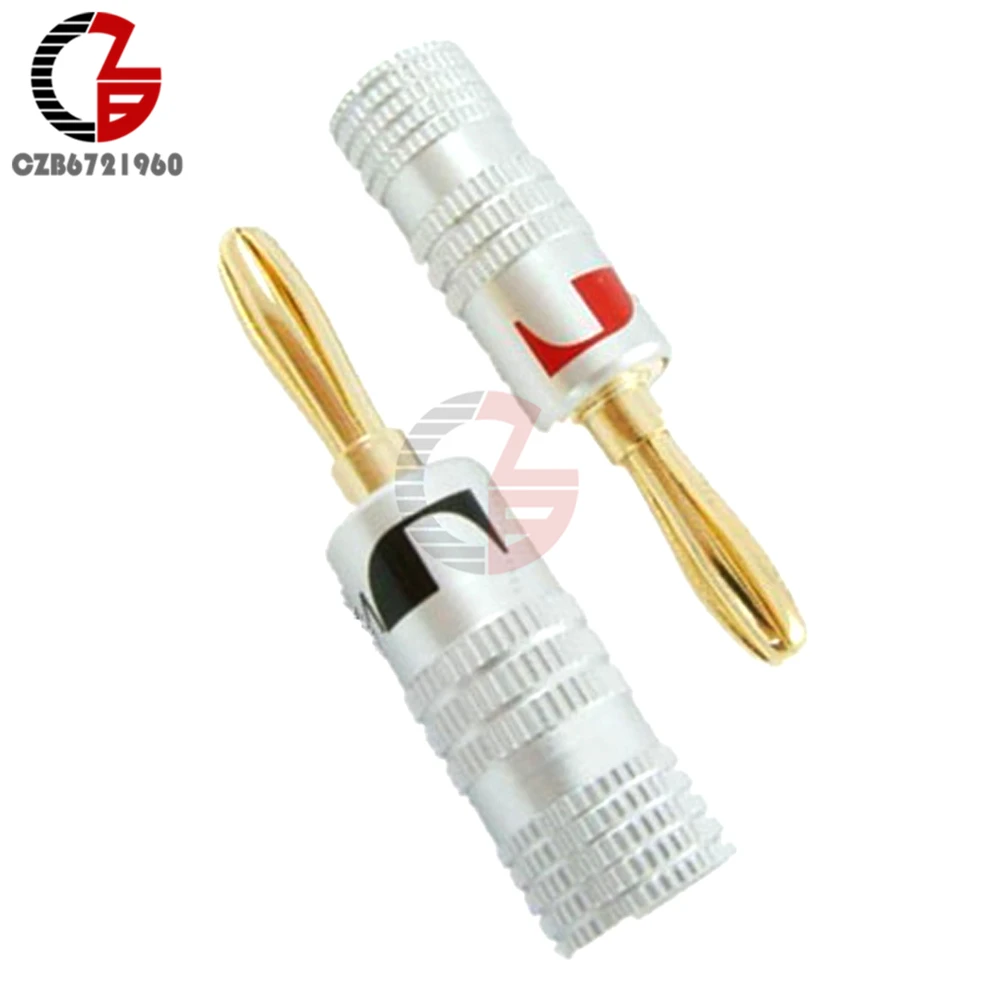 24K Gold Plated Speaker Banana Plug Pure Copper Audio Jack Sound Connector Intermediate Audio Connector