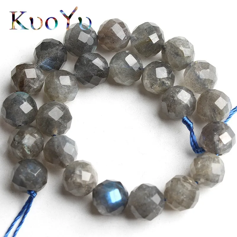 Natural Faceted Labradorite Stone Beads Gem Loose Spacer Beads For Jewelry Making DIY Bracelets Necklace 7.5