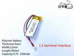 1 sztuk/partia litrowa bateria energetyczna 3.7V 150mAh litowo-polimerowa lipo akumulator 501230 z 1.5mm