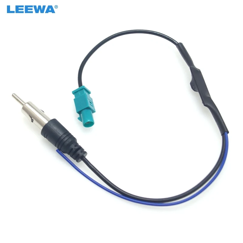 LEEWA 10X Auto Radio FM Antenna Wire With Booster Installation Male Adapter for Volkswagen/Audi/BMW/Ford/Citroen/Chrysler #6005