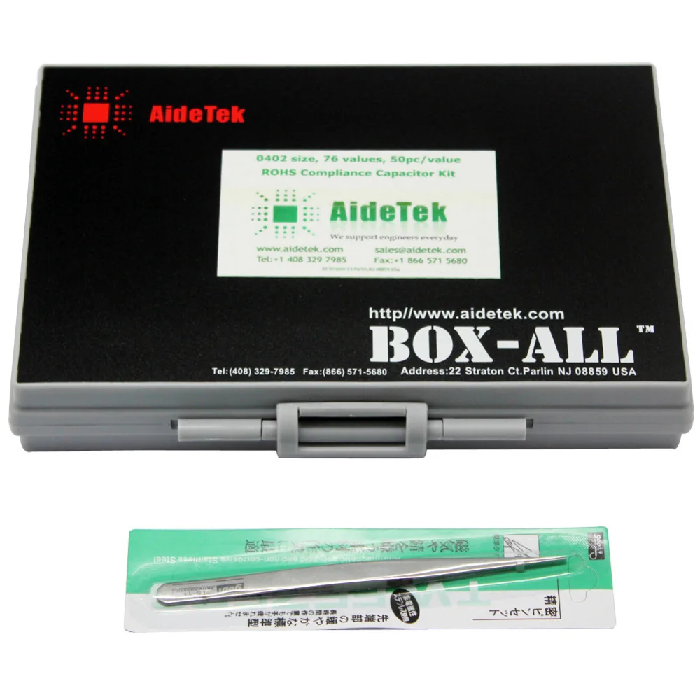 AideTek SMD 0402 Engineering Sample Capacitor ชุด 75 ค่า X50pcs 0.5 p 1 uF X7R capacitor กล่องชุดกล่องเครื่องมือพลาสติก c0450