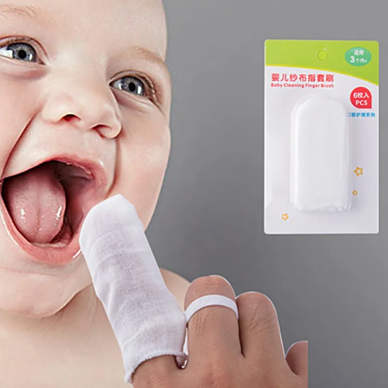 

6 Pcs Baby Mouth Wipes Cleaning Gauze Tooth Oral Brush Baby Oral Cleaning Gauze Finger Toothbrush