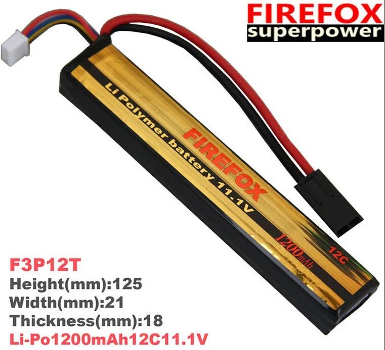 

1pcs 100% Orginal FireFox 11.1V 1200mAh 12C Li Po AEG Airsoft Battery F3P12T Drop shipping