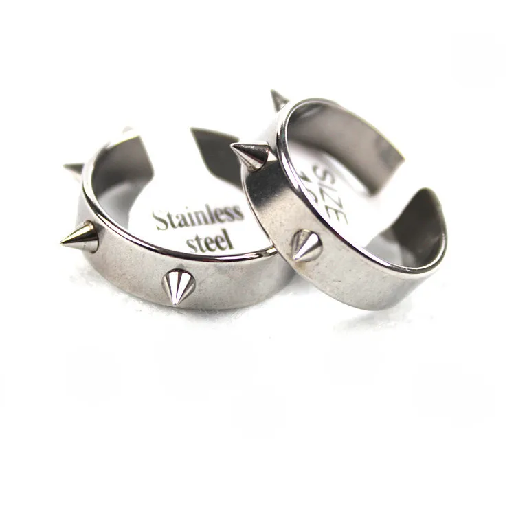 Rivets Ring NEW Punk 3 Rivet Stainless Steel Couple Rings Perceived Temperature Mood Discolor Stainless Steel Rings 20020
