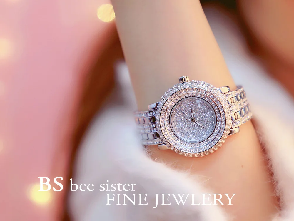 2019 Luxury Crystal watch stainless steel strap Quartz Watch Rhinestone Women Watches Clock female Ladies Dress Wristwatch
