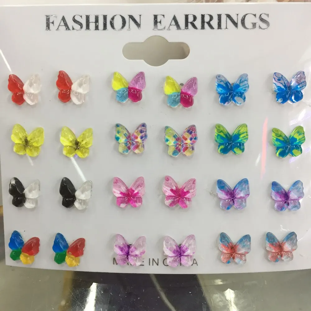 40pcs Resin Bling Resin 10mm Colorful Butterflies Flatback Rhinestone Ornaments DIY Wedding Appliques Craft W73