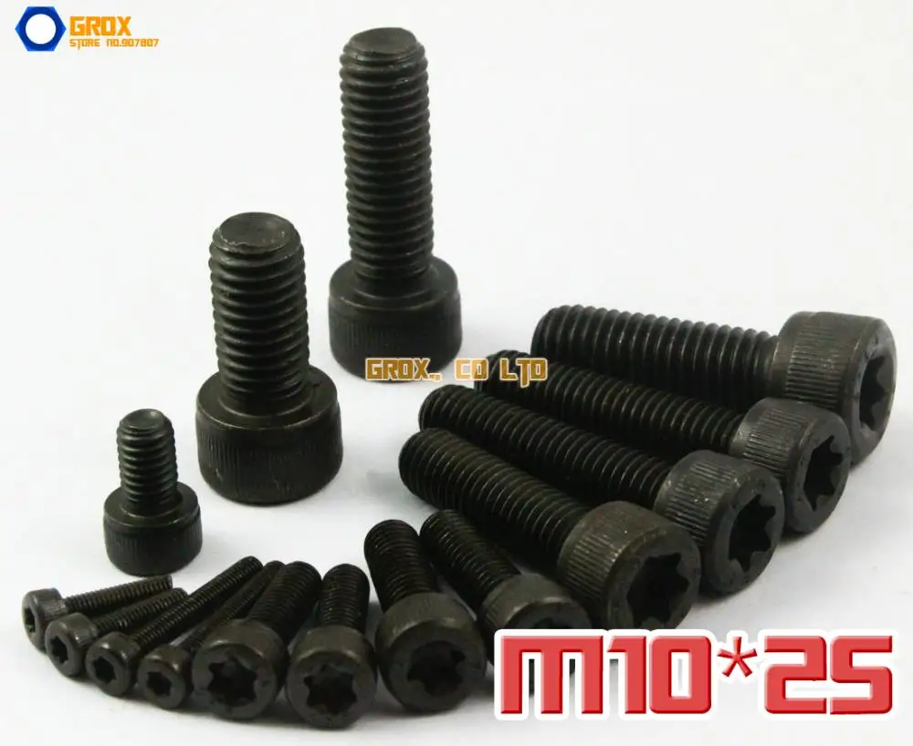 10 Pieces M10 x 25mm 12.9 Grade Alloy Steel Torx Cap Head Screw Bolt