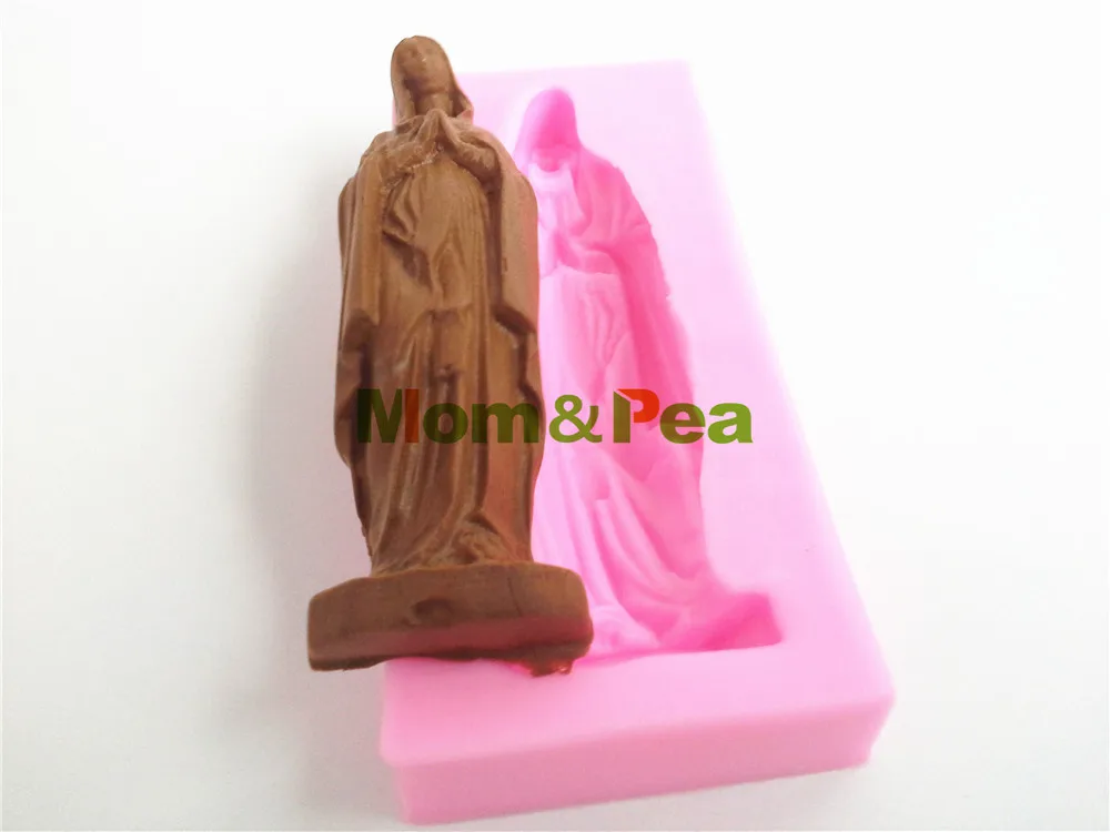 Mom&Pea 0388 Free Shipping Virgin Mary Silicone Soap Mold Cake Decoration Fondant Cake 3D Mold Food Grade Silicone Mould