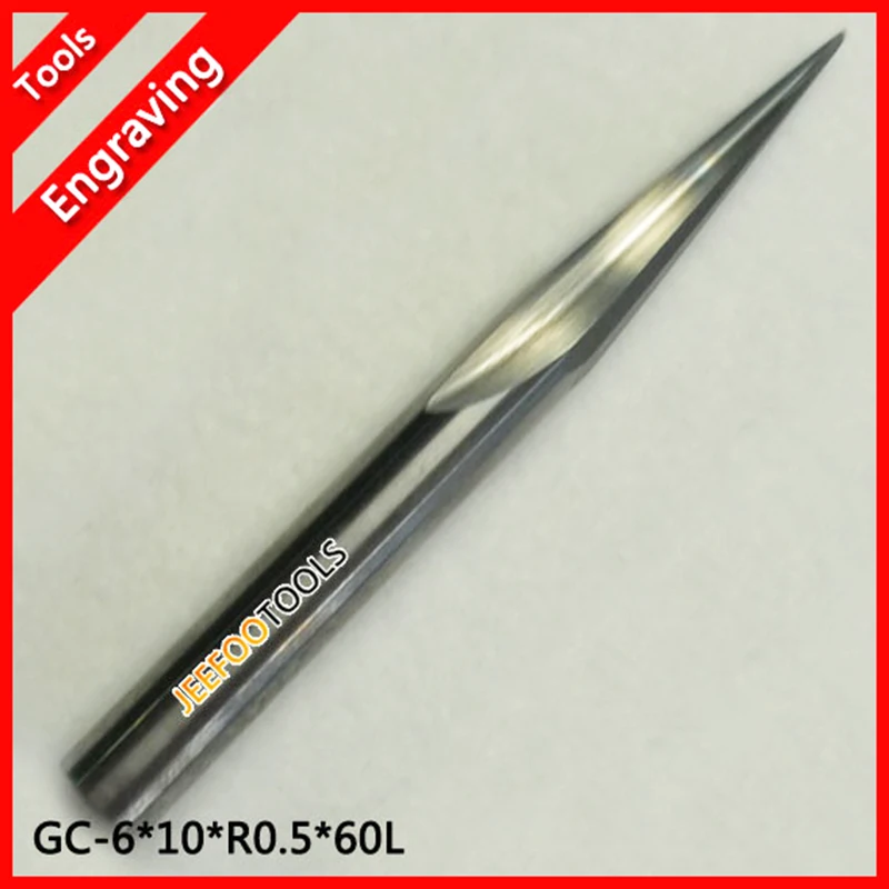 

6*30H*R0.5*10degree*60L Two Flutes Ball Nose Tapered End Mills for Good Relief, Imported Tungsten Steel Cutting Tools