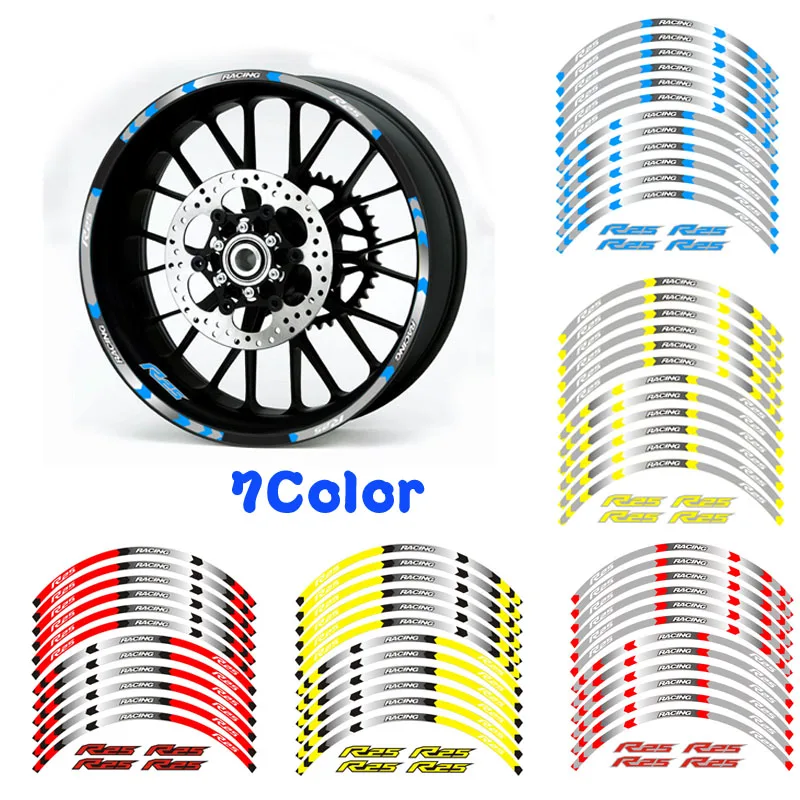 

Hot sell For YAMAHA R25 General purpose motorcycle17inch wheel decals Reflective stickers rim stripes For YAMAHA R25