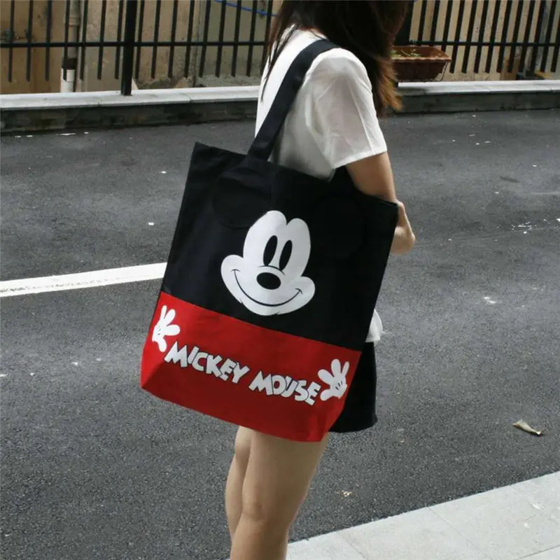 Disney cartoon Mickey mouse Women\'s canvas bag shoulder High capacity portable cartoon bag for shopping handbags