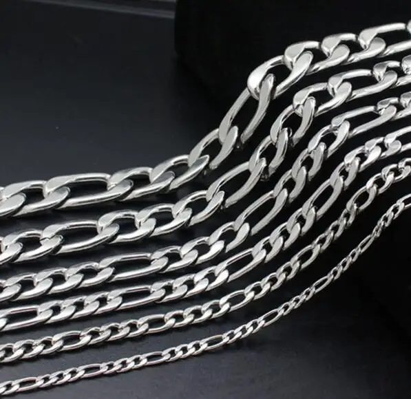 GNAYY wholesale 3meter Lot in bulk 3mm/4.3mm/6mm/7mm/9mm NK Chain marking DIY Jewelry Finding/Makings Stainless Steel Chain