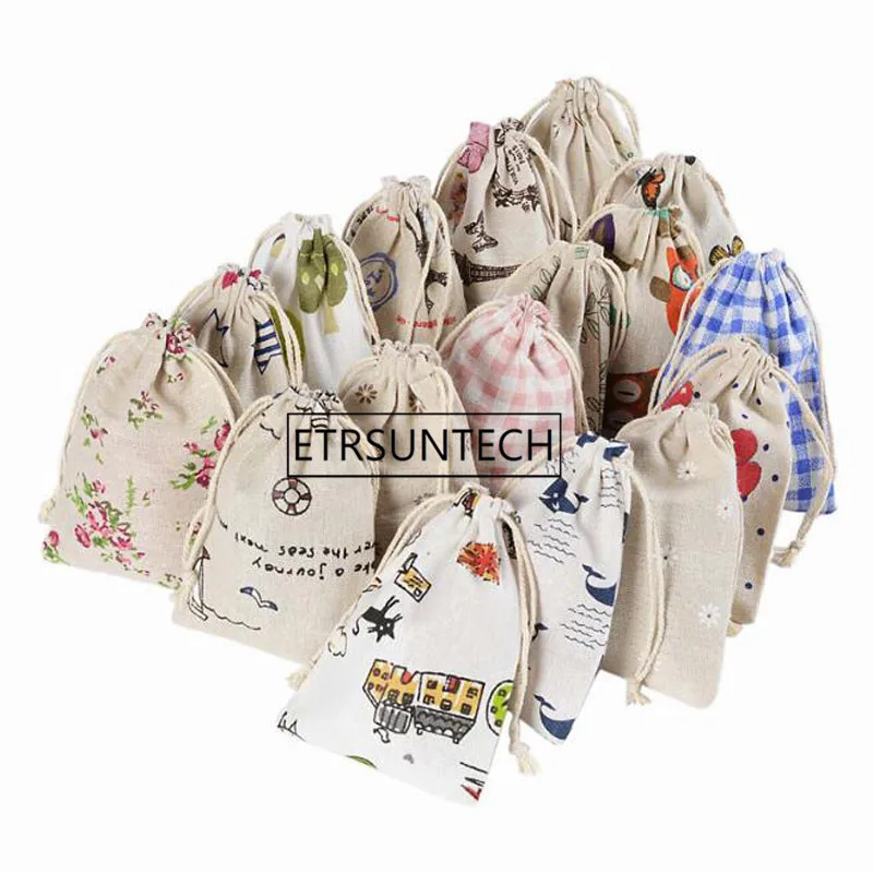 Vintage Natural Burlap Hessia Gift Candy Bags Wedding Party Favor Pouch Jute Gift Bags 10X14cm 500pcs