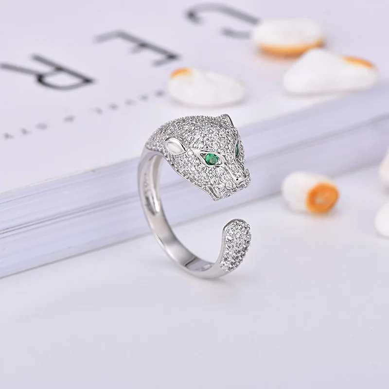 High Quality Leopard Head Open Ring Women or Men Resizable 925 Sterling Silver Brand Fashion Party Jewelry For Women Panther
