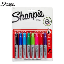 Sharpie-mini marcador compacto 35113 com chaveiro, 4 ou 8pcs, artigos de papelaria, livre de poeira, com chaveiro