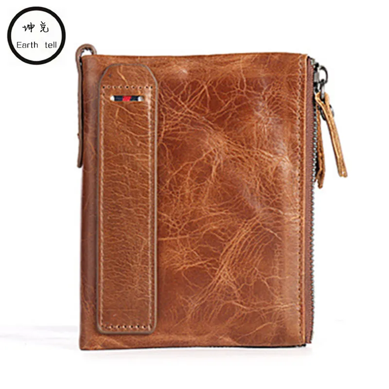 

Earth Tell brand 100% Top Quality Cow Genuine Leather Men Wallets Fashion Splice Purse Bag Business Carteira Masculina Leisure