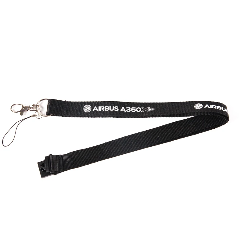 Airbus A350 Black Lanyard with Metal Buckle for Pliot Flight Crew \'s License ID Card Holder Boarding Pass long short String Slin