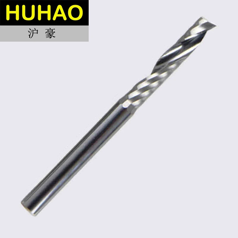 HUHAO 3.175mm SHK Carbide CNC Router Bitsone Flutes Spiral End Mills Single Flutes Milling Cutter Spiral PVC Cutter