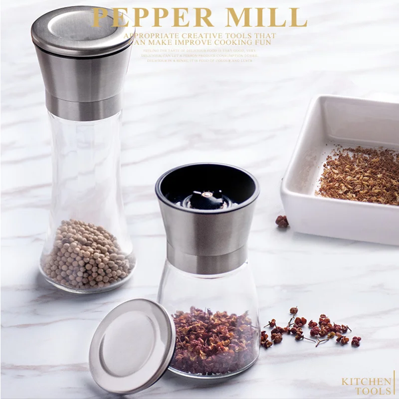 

200ml Manual Pepper Mill with Adjustable Coarseness star anise Sesame Herb Spice Garlic Salt and Black Pepper Muller Grinder