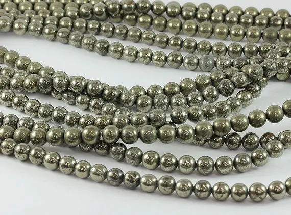 Natural Pyrite Gem stone loose beads 4mm 6mm 8mm 10mm12mm Round Beads, Natural Stone jewelry  beads high polishing 1string