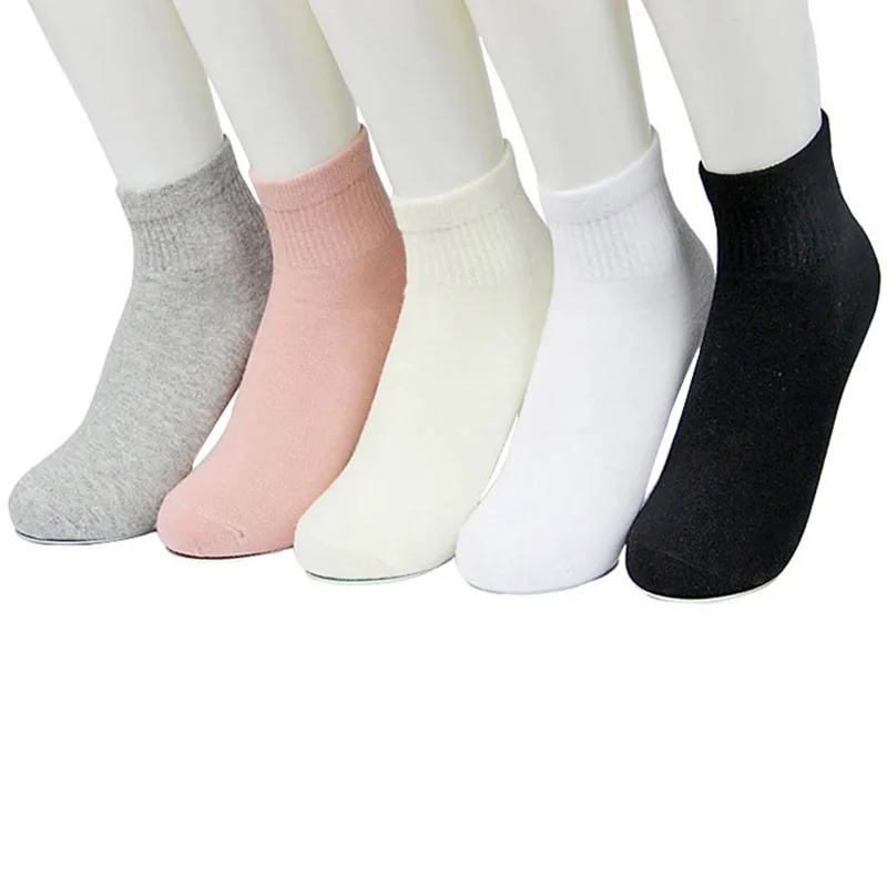 5 pares mulheres meias curtas confortáveis outono inverno casual algodão meia meias sólido doce cor simples bonito meninas meias calcetines