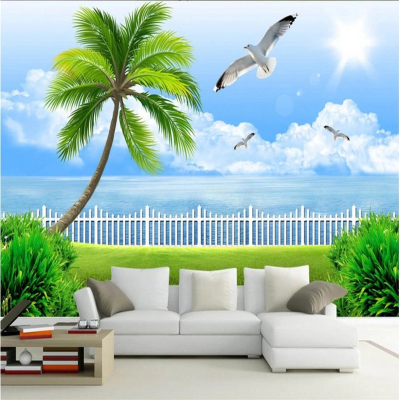 

beibehang Wallpaper Mural Wall Stickers 3D 3D Seaview Background Wall Paintings papel de parede 3d para sala atacado