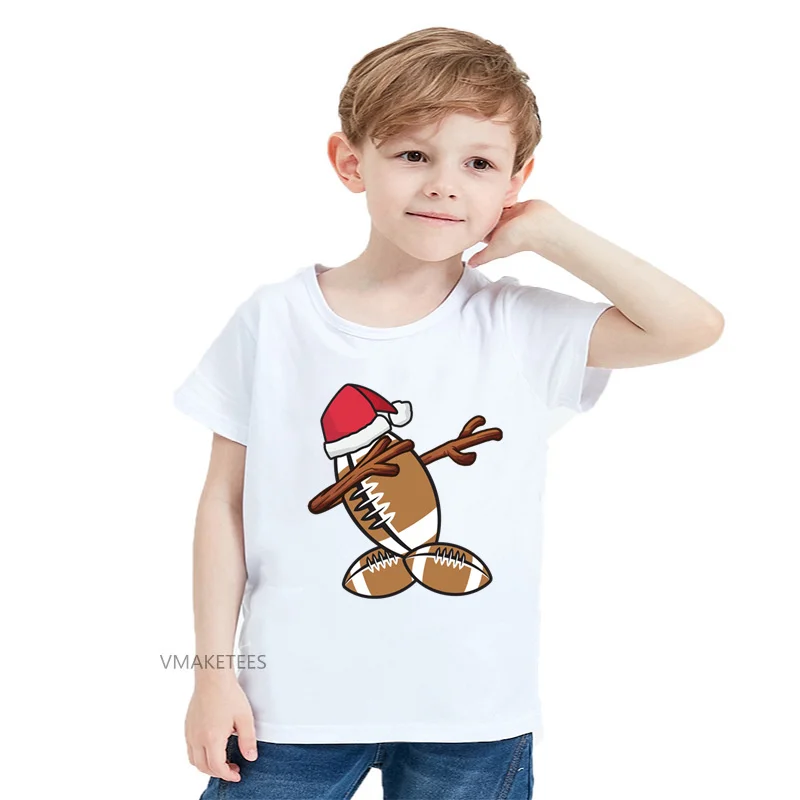 Girls & Boys Cartoon T shirts Kids Dabbing Soccer/Football/Basketball Snowman Christmas T-shirt Baby Funny Clothes,HKP5758