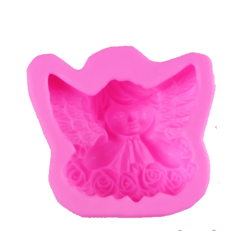 3D Angel girl Rose flowers Handmade soap silicone mould silicone candle molds cupcake baking tools for cake decorating T0771