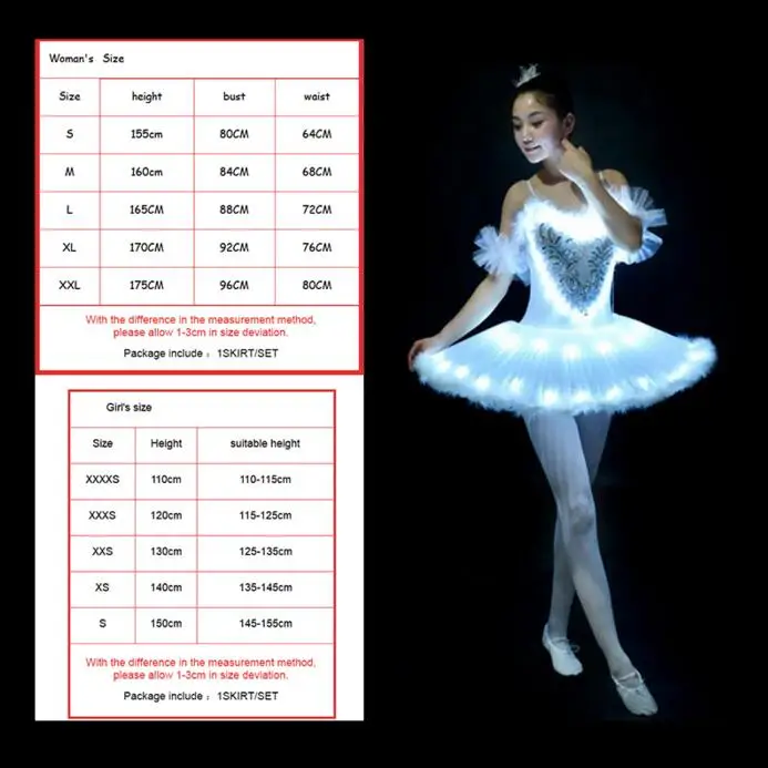 Luz led branco cisne lago ballet vestido meninas crianças feminino fluorescente night club roupas festa de halloween palco mostrar dança traje