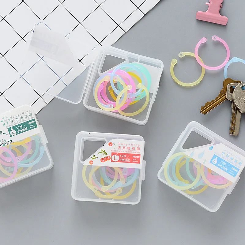 Multifunktions Bunte Transparente PE Material Binder Clip DIY Tasche Bindemittel Lose-blatt Datei Ordner Tagebuch Clips Bindung Ringe
