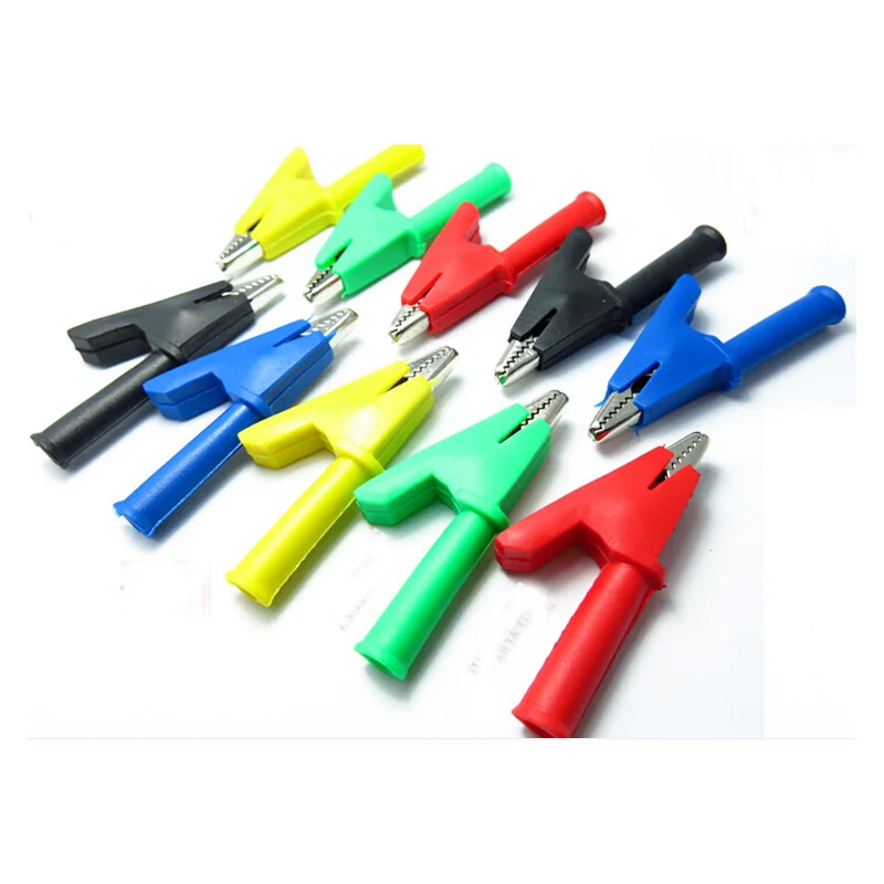 50pcs/lot 30A Alligator Clip Test Clip Red/Black/Yellow/Blue/Green Color with 4mm Jack Opening 10mm