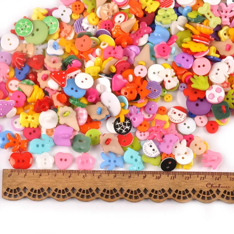 100Pcs Mixed Cartoon Dyed Shank Flatback Plastic Buttons For Clothing Kids Coat Boots Sewing Accessory Scrapbook DIY Craft M1895