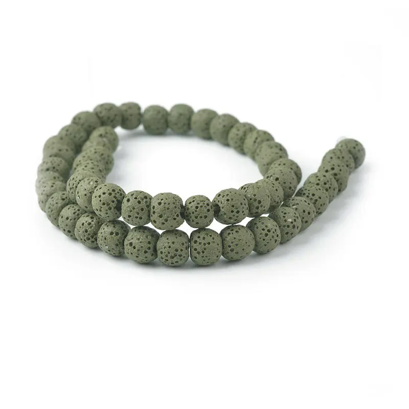 

6-16mm Natural Round Green Lava Rock Stone Beads For Jewelry Making Beads Bracelets 15'' Needlework DIY Beads Trinket Necklace