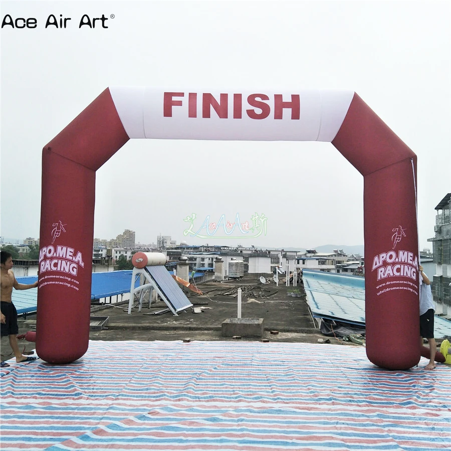 High Quality Burgundy Inflatable Start Line Arch with Free Design for Running