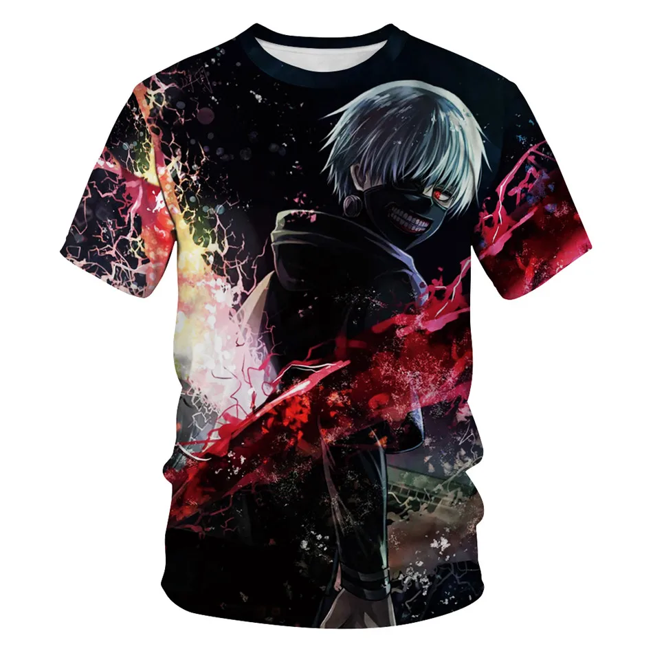 Summer Boy Girl Harajuku T Shirt Children Anime Tokyo Ghoul T-Shirts Art Kaneki Print 3D Kids Birthday Clothes Tees Tshirt 4-13Y