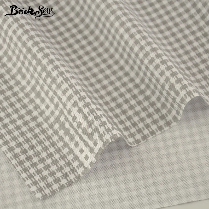 100% di Cotone Tessuto di Booksew Grigio Assegni in Bianco e Disegni Twill Trimestre Grasso Tessili Per La Casa Materiale Letto Copriletto per il